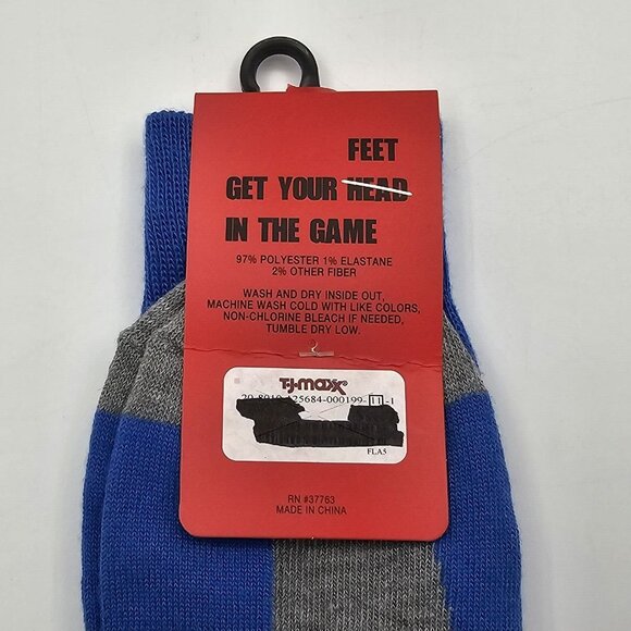 IntoSocks Novelty Christmas Socks Santa Leg in Shark Mouth Blue Mens Size 7-12 - Picture 3 of 6